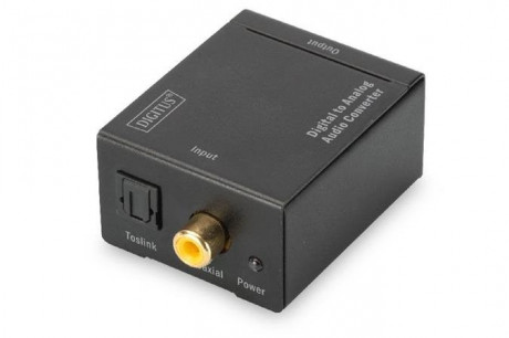 Převodník Digitus DS-40133 Coaxial / Toslink na BNC (Cinch), s kovovým pouzdrem, napájení 5V / 1A