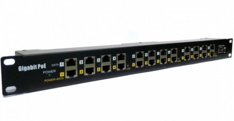 Patch panel POE Gigabit cat.5e 12p 1U Black 19 rack