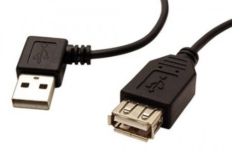 Kabel USB 2.0 A-A 15 cm prodlužovací, lomený vlevo, černý