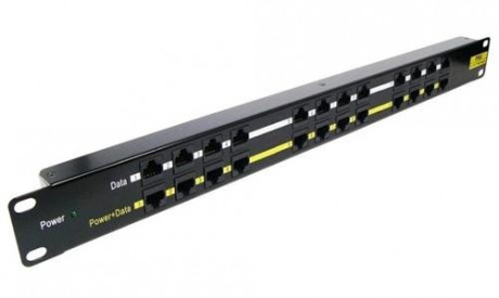 Patch panel POE UTP cat.5e 12p 1U Black, 19 rack