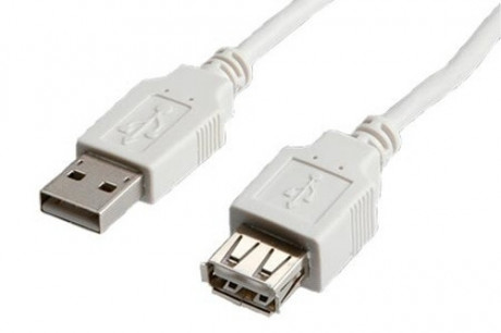 Kabel USB 2.0 A-A 1,8 m prodlužovací, bílý/šedý