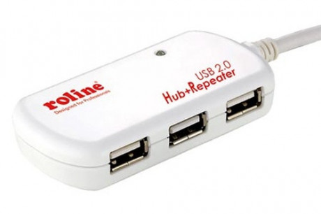 USB hub 2.0 4 porty s aktivním prodlužovacím adaptérem 12m, bílý