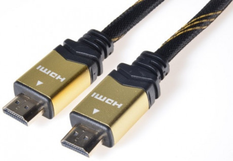 Kabel propojovací HDMI 1.4 s Ethernetem HDMI (M) - HDMI (M),  zlacené konektory, 1m