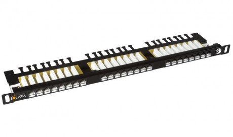 Patch panel Solarix SX24HD-6-UTP-BK UTP cat.6 24p. 0,5U, s vyvazovací lištou