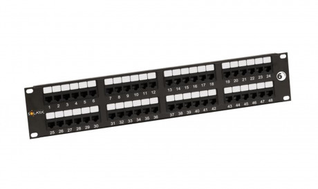 Patch panel Solarix SX48-6-UTP-BK UTP cat.6 48p., 2U, 350MHz