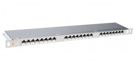 Patch panel Solarix SX24HD-6-STP-SL STP cat6 24p. 0,5U, s vyvazovací lištou