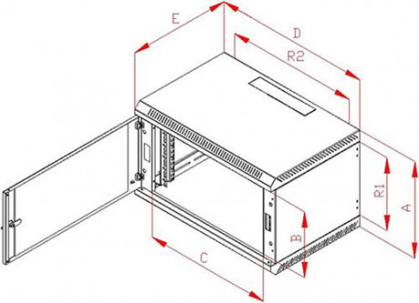 Rack Triton 19 jednodílný 4U/400mm prosklené dveře, šedý