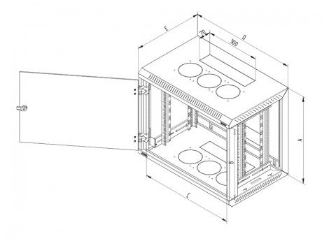 Rack Triton 19 rozvaděč jednodílný 18U/500mm plechové dveře, odnímatelné bočnice, šedý