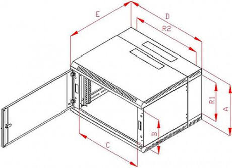 Rack Triton 19 dvojdílný 4U/500mm prosklené dveře, šedý