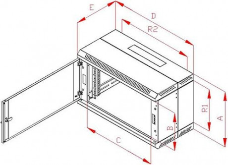 Rack Triton 19 dvojdílný 4U/295mm prosklené dveře, šedý