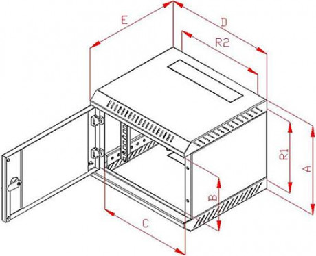 Rack Triton 10 jednodílný 4U/260mm prosklené dveře, šedý