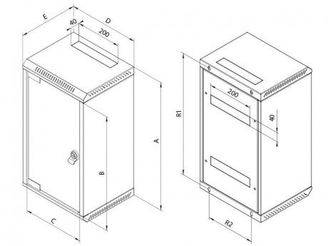 Rack Triton 10 - 10U hybridní 19 - 5U/260mm plechové dveře, šedý