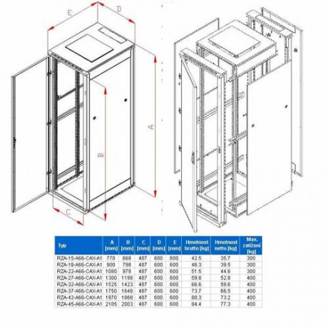 Rack Triton 19'' stojanový 22U/ 600x600 rozebíratelný