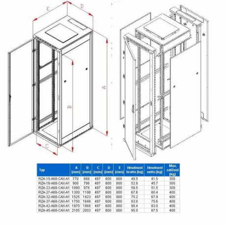 Rack Triton 19'' stojanový 15U/600x800 rozebíratelný