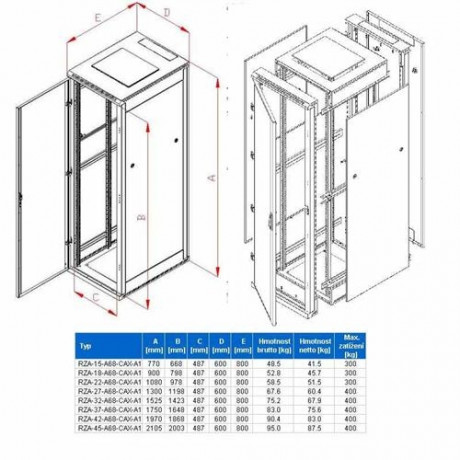 Rack Triton 19'' stojanový 18U/600x800 rozebíratelný