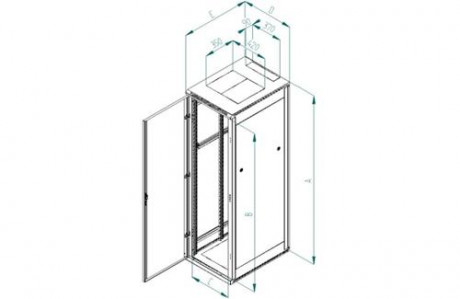 Rack Triton 19'' stojanový 15U/600x900 prosklené dveře, šedý