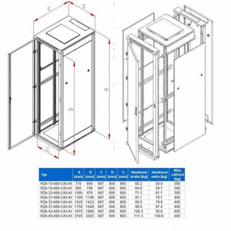 Rack Triton 19'' stojanový 42U/800x800 rozebíratelný