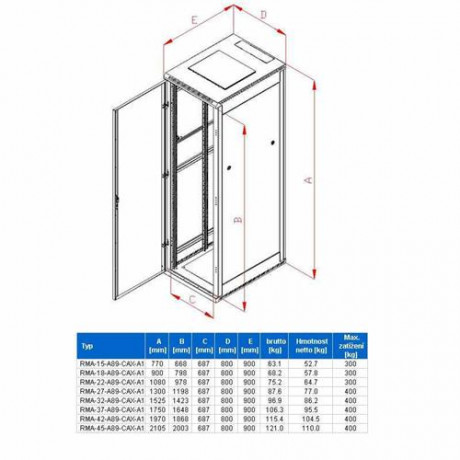 Rack Triton 19'' stojanový 42U/800x900 rozebíratelný