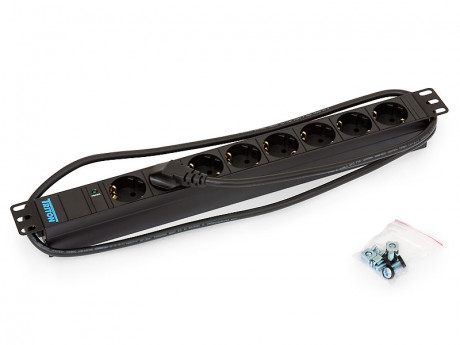 Rozvodný panel Triton 19 rozvodný panel SCHUKO 8xDE zásuvka,kontrolka,3x1.5mm, kabel 2m CZ-DE, RAL9