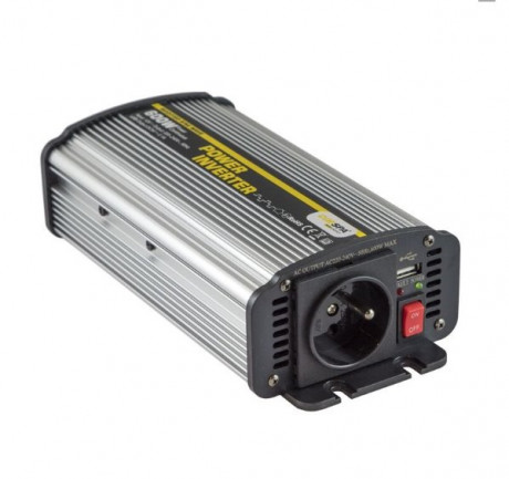 Napěťový měnič Carspa CAR600U-242 24V/230V+USB 600W, modifikovaná sinus (náhrada za CAR500-24)