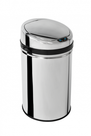 iQtech Ronda 30 l, bezdotykový odpadkový koš kulatý, stříbrný