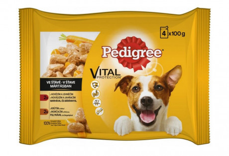 PEDIGREE kapsička s kuřecím a hovězím se zelen. v šťávě 4pack 400g