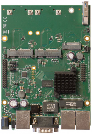 RouterBoard Mikrotik RBM33G Dual Core 880MHz CPU, 256MB RAM, 3x Gbit LAN, 2x miniPCI-e, ROS L4