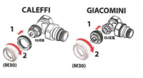 Danfoss adaptér 014G0263, pro ventilová tělesa typu Caleffi/Giacomini