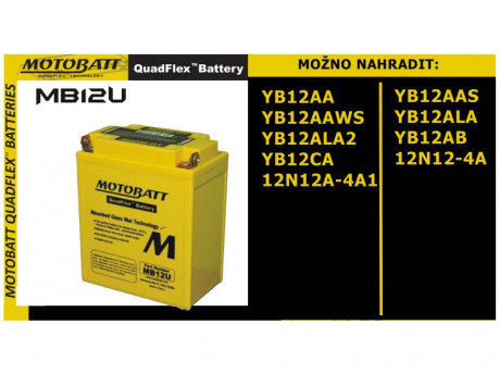 Baterie Motobatt MB12U 15Ah, 12V, 4 vývody