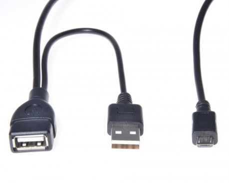 Kabel  USB A/female+USB A/male - Micro USB/male OTG