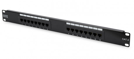 Patch panel UTP cat.6 16p. 1U,Black