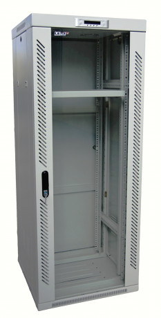 Rack LEXI-Net 19'' stojanový 18U/600x600 prosklené dveře, šedý, rozebíratelný