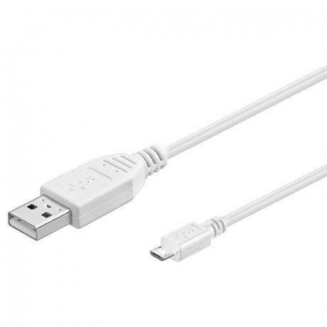 Kabel PremiumCord micro USB 2.0, A-B 2m, bílá