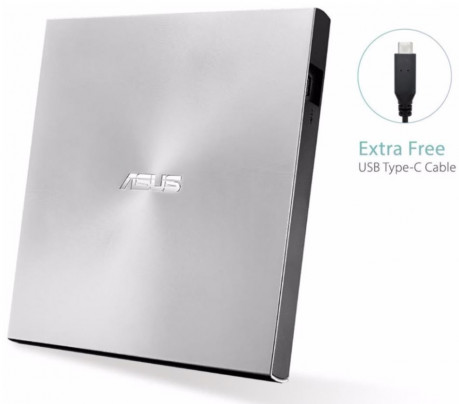 Mechanika Asus SDRW-08U9M-U externí, USB 2.0 a Typ-C, stříbrná