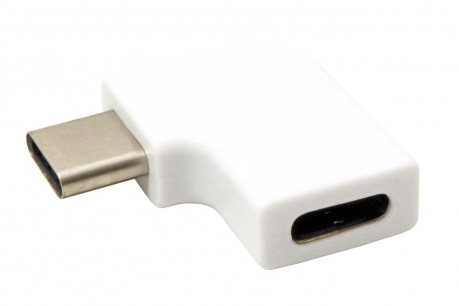 Redukce USB C(M) - USB C(F) lomená 90°, bílá