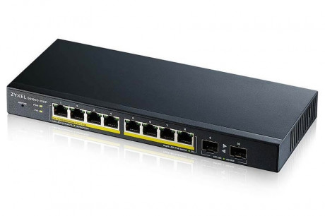 Switch ZyXEL GS1900-10HP v2 Smart, 8x GLAN s PoE+, 2x SFP, 77W