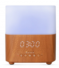 Aromacare Samaya light, ultrazvukový aroma difuzér s hodinami a BT repro, sv. dřevo,, 300 ml 