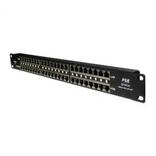 Patch panel POE cat.5e 24p 1U Black stíněný, 19" rack  