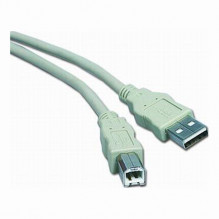 Kabel USB 2.0, A-B, 1m, bílý/šedý  