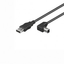 Kabel USB 2.0 A-B 2m, černý, 90° ko...
