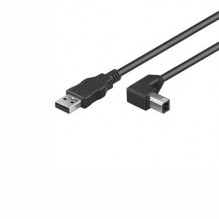 Kabel USB 2.0 A-B 2m, černý, 90° konektor  