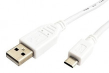 Kabel USB 2.0 kabel, USB A(M) - microUSB B(M), 3m, bílý  
