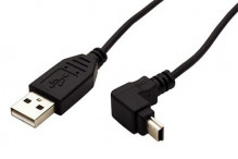 Kabel USB A(M) - miniUSB 5pin B(M), 1,8m, lomený 90°  