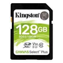 Paměťová karta Kingston SDXC Canvas Select Plus 128 GB, U3 V30 CL10 100 MB/s 