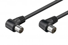 Kabel anténní 75 Ohm, IEC169-2, M-F, 2,5m, lomený na obou koncích 90° , černý  