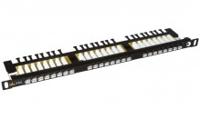 Patch panel Solarix SX24HD-6-UTP-BK UTP cat.6 24p. 0,5U, s vyvazovací lištou  