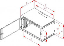 Rack Triton 19" jednodílný 4U/400mm prosklené dveře, šedý  