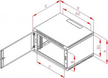 Rack Triton 19" jednodílný 4U/500mm prosklené dveře, šedý  