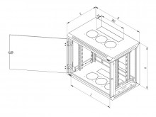 Rack Triton 19" rozvaděč jednodílný 18U/500mm plechové dveře, odnímatelné bočnice, šedý  