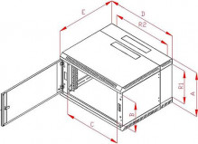 Rack Triton 19" dvojdílný 4U/500mm prosklené dveře, šedý  